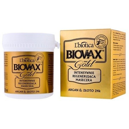 Biovax Glamour GOLD - MASECZKA intensywnie regenerująca do włosów z 24-karatowym złotem i olejkiem arganowym, 125 ml.