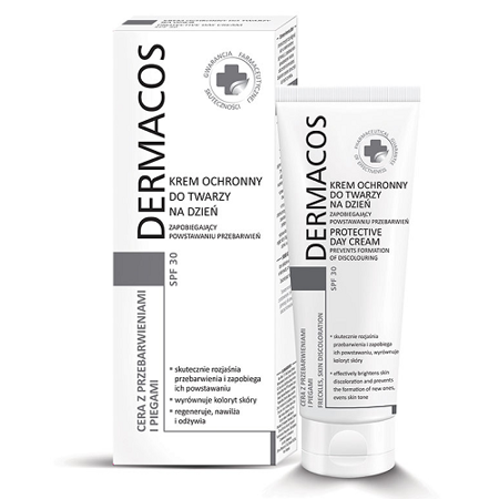 Ideepharm - Dermacos Cera z przebarwieniami i piegami - KREM ochronny do twarzy zapobiegający powstawaniu przebarwień SPF-30 na Dzień, 50 ml. Farmona Med